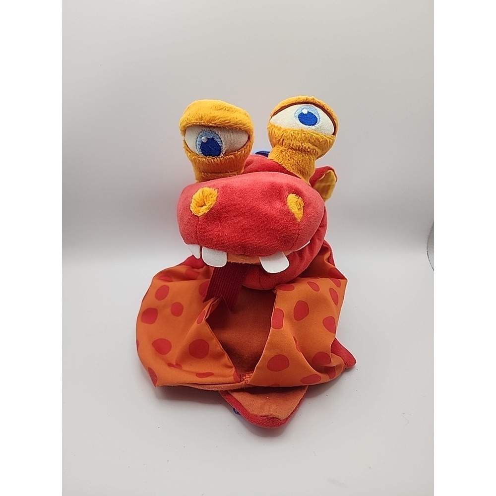 HABA Eat-It-Up Red Dragon Monster 12" Plush Hand Puppet‎ w/ Rattle Ball Germany